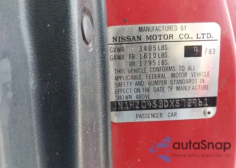 1983 Datsun 280Zx z USA, uszkodzony, nr VIN JN1HZ04S3DX572961